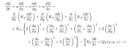 Prognostic equation of Turbulent Kinetic Energy (TKE)